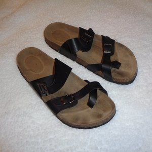 Arizona Fairhaven Womens Adjustable Strap Footbed Sandals Size 8 M Black